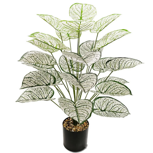 Artificial Plants White Green Leaf Decorate Tree Leaf Potted Simulated Bonsai Home Room Decor Garden Hotel Floor Ornament