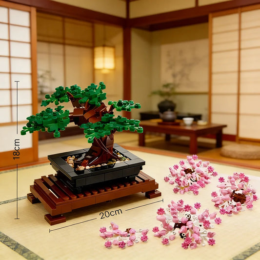 878PCS Bonsai Tree Fit 10281 Blocks Flower Bouquet Perpetual 3D Set Model Home Decoration for Kids Plant Potted Toy