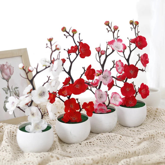 30cm Artificial Bonsai Small Tree Simulation Pot Plants Fake Flowers Table Potted Ornaments Home Decoration Hotel Garden