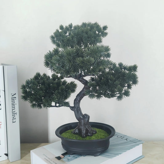 1pc 34cm/13.4in Artificial Pine Bonsai Tree Needle Tree Evergreen fake Pine New chinese style for Home Table windowsill Party