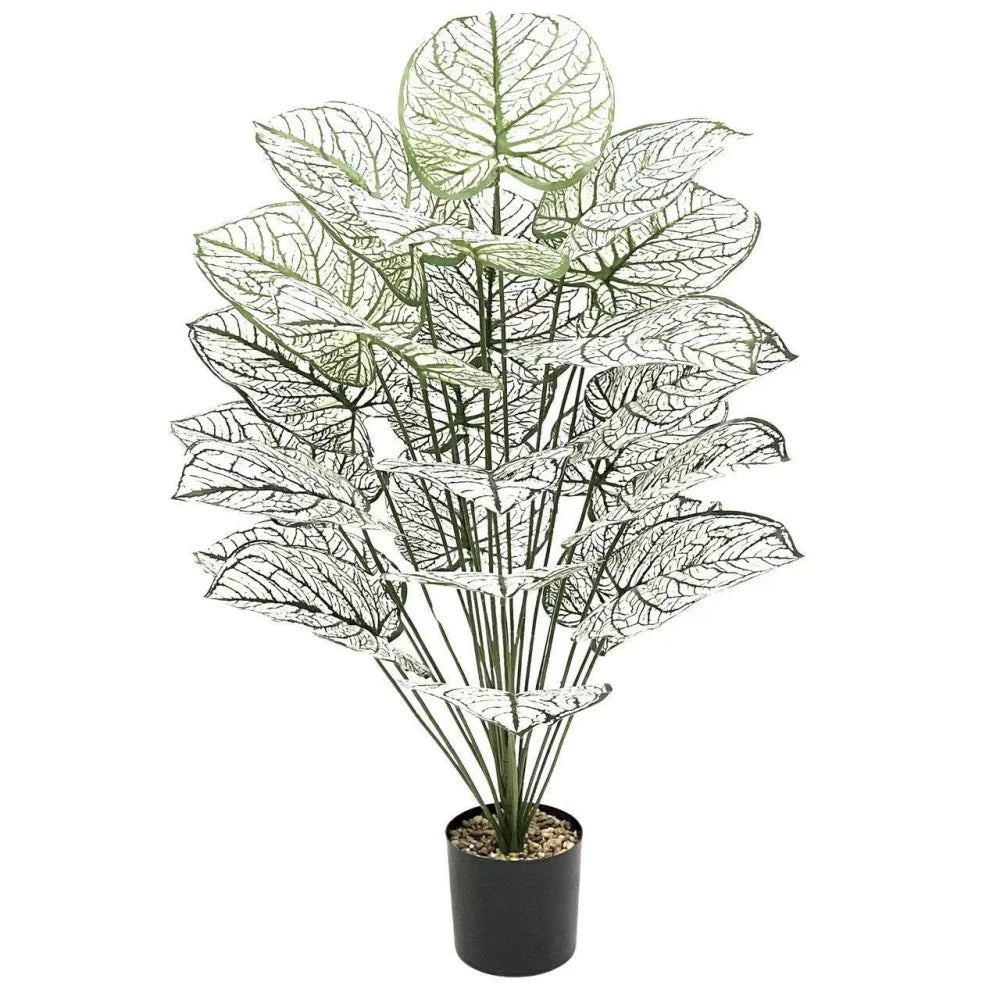 Artificial Plants White Green Leaf Decorate Tree Leaf Potted Simulated Bonsai Home Room Decor Garden Hotel Floor Ornament