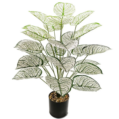 Artificial Plants White Green Leaf Decorate Tree Leaf Potted Simulated Bonsai Home Room Decor Garden Hotel Floor Ornament