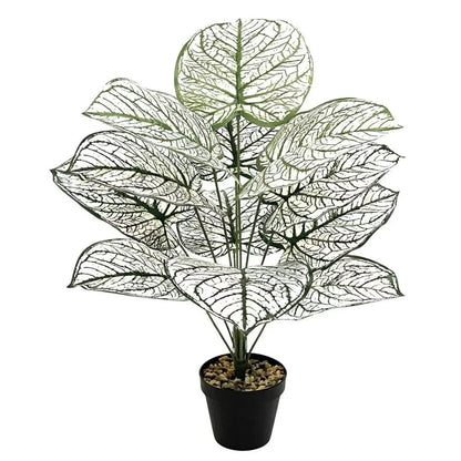 Artificial Plants White Green Leaf Decorate Tree Leaf Potted Simulated Bonsai Home Room Decor Garden Hotel Floor Ornament