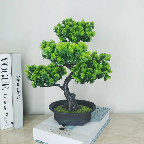 1pc 34cm/13.4in Artificial Pine Bonsai Tree Needle Tree Evergreen fake Pine New chinese style for Home Table windowsill Party