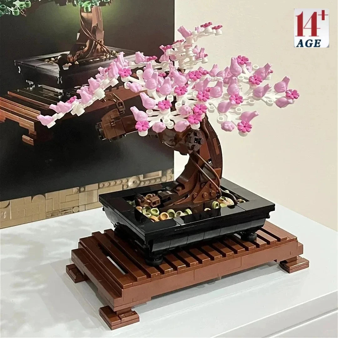 MINISO Bonsai Tree Fit 10281 Flower Bouquet Perpetual 3D Set Model Home Decoration for Kids Plant Potted Toy