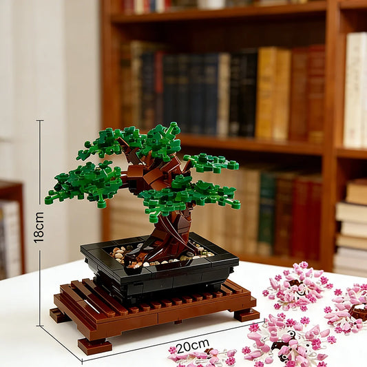 878PCS Bonsai Tree Fit 10281 Blocks Flower Bouquet Perpetual 3D Set Model Home Decoration for Kids Plant Potted Toy
