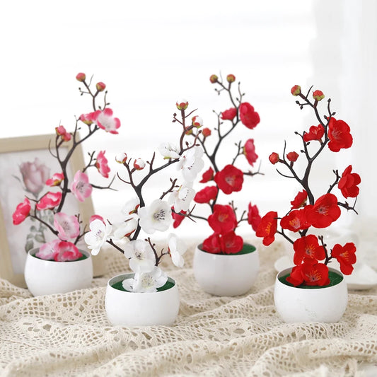 30cm Artificial Bonsai Small Tree Simulation Pot Plants Fake Flowers Table Potted Ornaments Home Decoration Hotel Garden