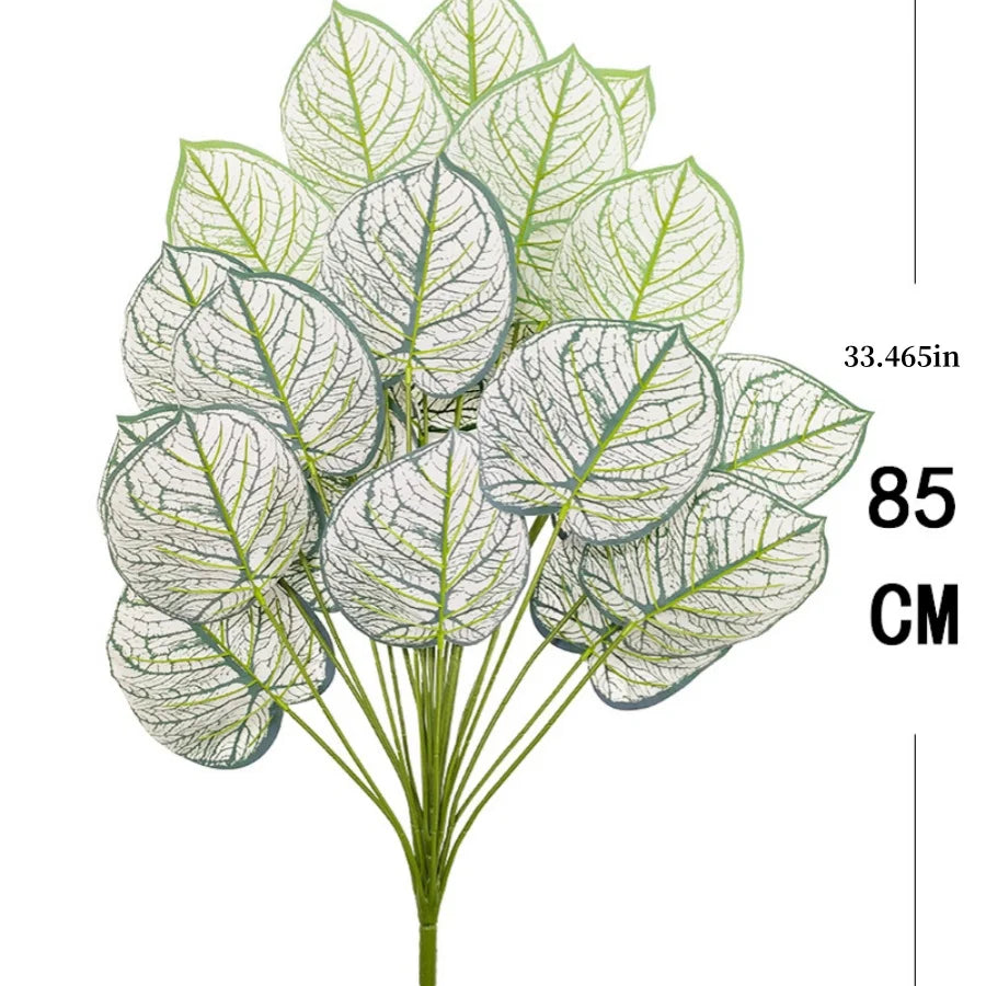 Artificial Plants White Green Leaf Decorate Tree Leaf Potted Simulated Bonsai Home Room Decor Garden Hotel Floor Ornament