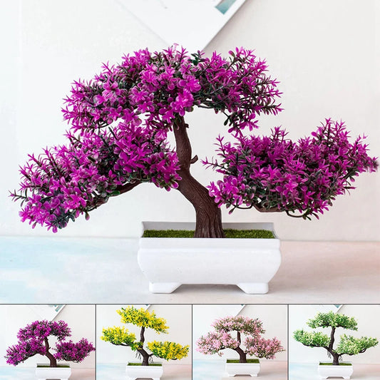 Artificial Plants Bonsai Small Tree Pot Flowers Potted Ornaments For Home Festival Wedding Decoration Holiday Decoration