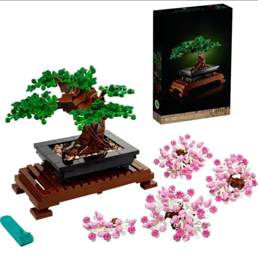 MINISO Bonsai Tree Fit 10281 Flower Bouquet Perpetual 3D Set Model Home Decoration for Kids Plant Potted Toy