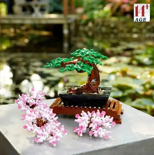 MINISO Bonsai Tree Fit 10281 Flower Bouquet Perpetual 3D Set Model Home Decoration for Kids Plant Potted Toy