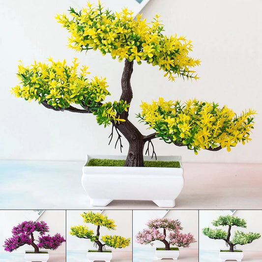 Artificial Plants Bonsai Small Tree Pot Flowers Potted Ornaments For Home Festival Wedding Decoration Holiday Decoration