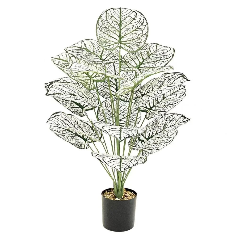 Artificial Plants White Green Leaf Decorate Tree Leaf Potted Simulated Bonsai Home Room Decor Garden Hotel Floor Ornament