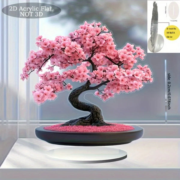 Pink cherry blossom bonsai 2D acrylic ornaments Japanese and wind decoration handicrafts home desktop fresh furnishings